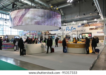 MILAN, ITALY - FEBRUARY 16: People visit tourism regional area during BIT, International Tourism Exchange Exhibition February 16, 2012 in Milan, Italy.