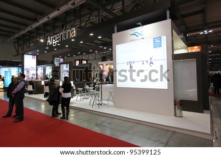 MILAN, ITALY - FEBRUARY 16: People visit Argentina tourism exhibition area during BIT, International Tourism Exchange Exhibition February 16, 2012 in Milan, Italy.