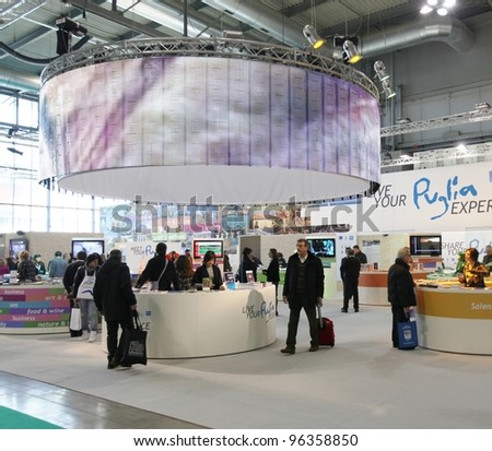 MILAN, ITALY - FEBRUARY 16: People visit Italy tourism exhibition area at BIT, International Tourism Exchange on Exhibition February 16, 2012 in Milan, Italy.