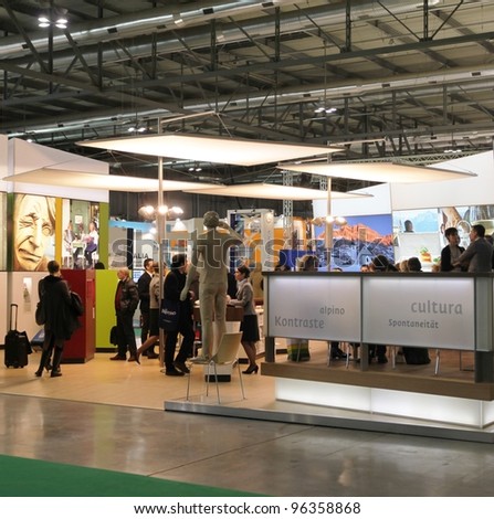 MILAN, ITALY - FEBRUARY 16: People visit Italy tourism exhibition area at BIT, International Tourism Exchange Exhibition on February 16, 2012 in Milan, Italy.