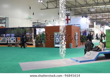 MILAN, ITALY - FEBRUARY 16: People visit Lombardia regional tourism exhibition area during BIT, International Tourism Exchange Exhibition on February 16, 2012 in Milan, Italy.