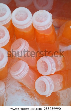 Orange juice bottle  ice cold