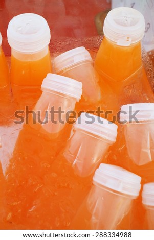 Orange juice bottle  ice cold