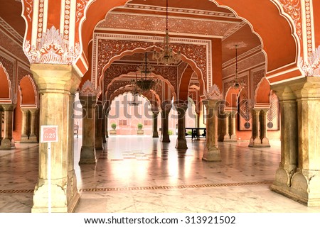 Chandra Mahal museum, City Palace at Pink City, Jaipur, Rajasthan, India.