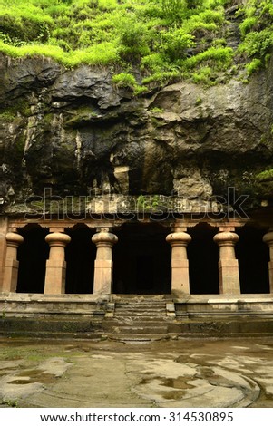 Unesco. Hindu Temple, Elephanta Island caves, near Mumbai, Bombay, Maharashtra state, India