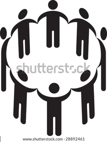stock vector : Vector illustration of a circle of people holding hands 