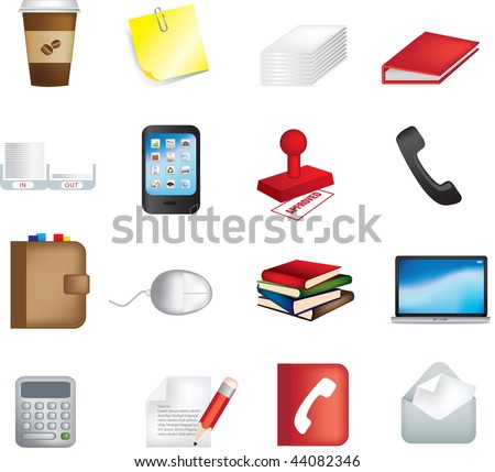 vector illustration of business office items icons