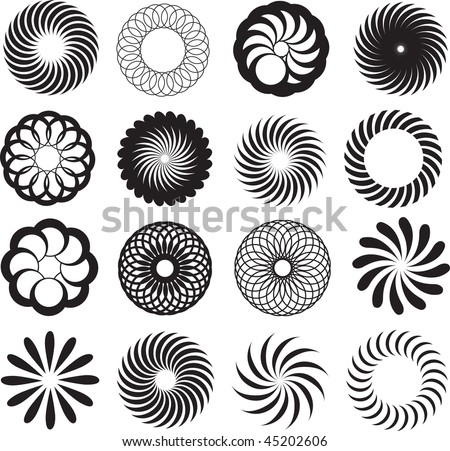 stock photo illustration set of round symbol or tattoo designs in black
