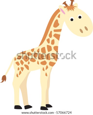 stock vector : giraffe modern color cartoon character on white background
