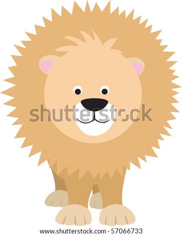 Lion Cartoon Character on Lion Modern Colour Cartoon Character On White Background Stock Photo