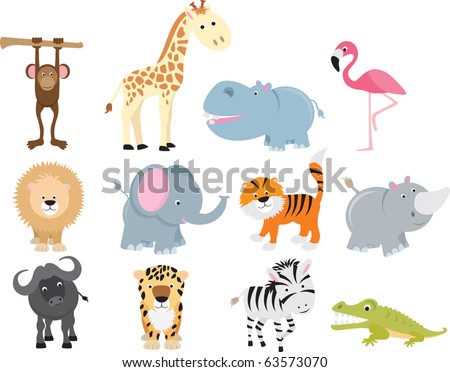 set of animal icons and cartoons of wild animals. set of animal icons and cartoons of wild animals.