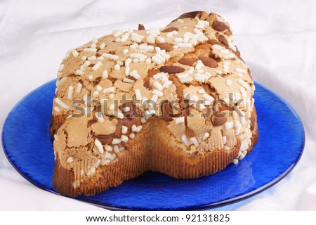 Colomba pasquale (Easter Dove). It is a typical italian eastern cake. It is similar to panettone and has the shape of a dove.