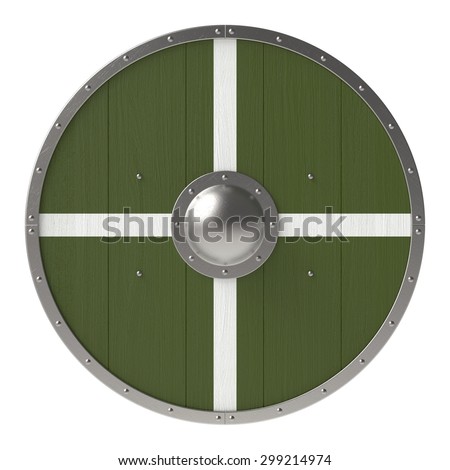 Viking shield with white-green cross pattern