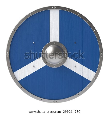Viking shield with white-blue cross pattern