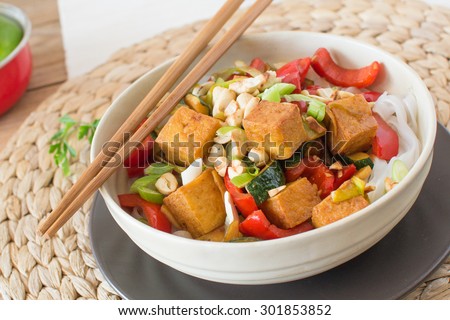 Vegan meal. Stir fry with tofu