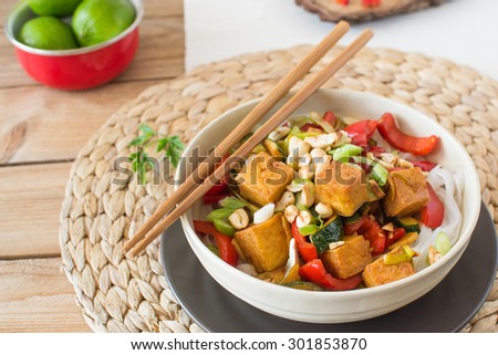 Vegan meal. Stir fry with tofu