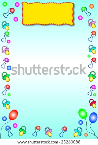 colorful background with toys around and a yellow banner in the top. Designed for content to be added