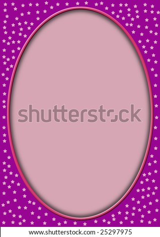 pinkt frame with little stars and a oval frame for content to be added