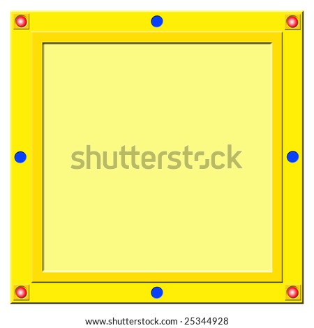 plastic golden square with decorativ coloured buttons