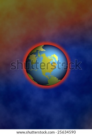 overheated earth ist floating in space