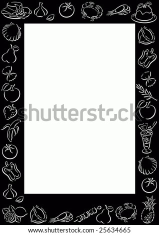 gradient colored background with transparent food symbols and a white frame for filling with content