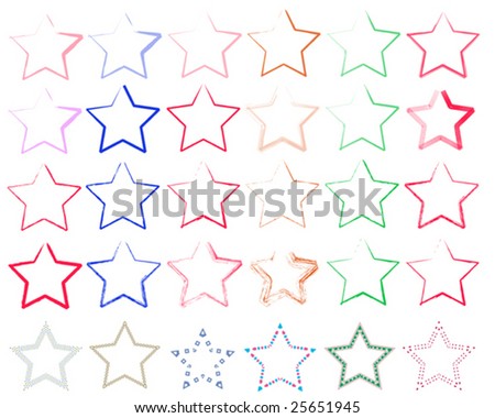 colorful stars in different brush styles. useful for many design- and layout-jobs
