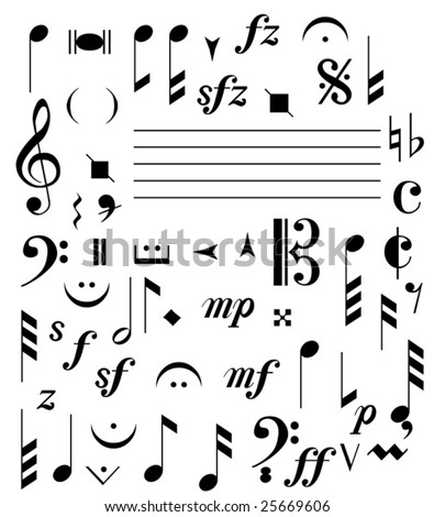 images of music signs. vector : black music signs