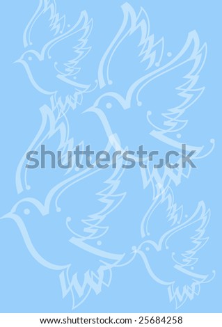 lightblue background with white transparent doves