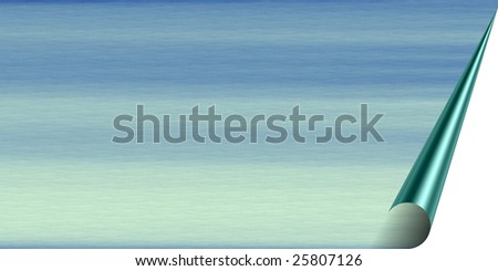gradient colored card in landscape format with a rolled edge on the right side