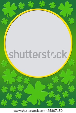 green background with lightgreen clover leafs and a grey circle for content to be added
