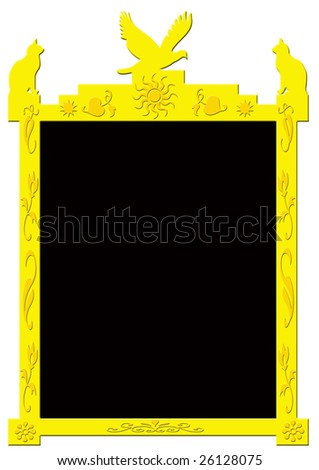 decorative golden frame on white background with a black frame