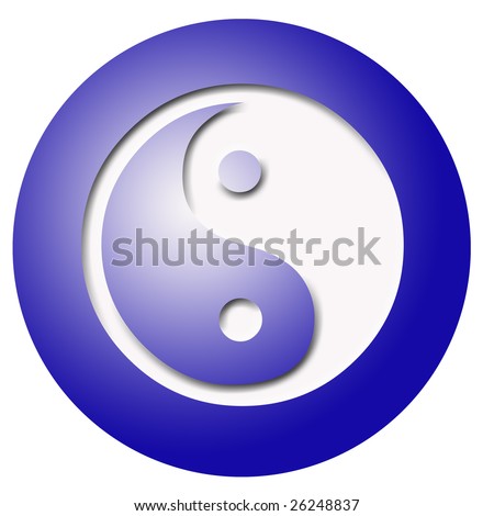 blue plastic ball showing the yin yang sign