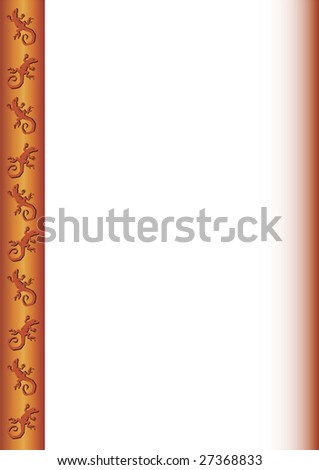background with a brown border and little  lizards on the left