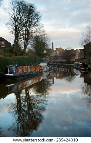 English Narrow Boat on Canal