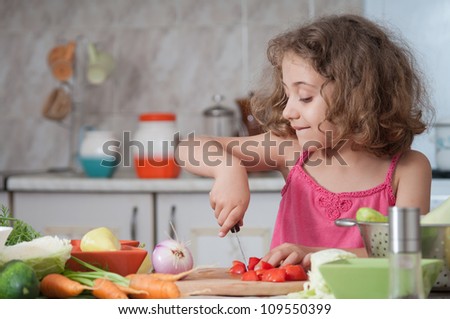 girl preparing healthy food vegetable salad