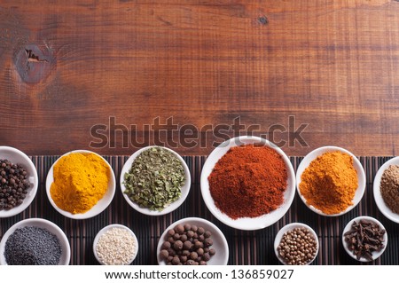 Various spices selection.