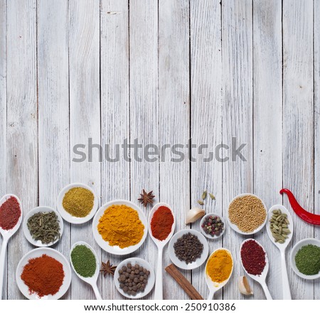 Various spices selection.