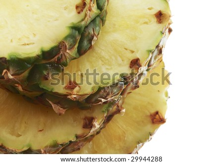 chunks of pineapple on a white background