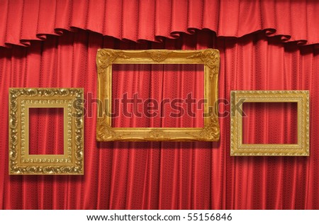 Red stage curtain with gold frames