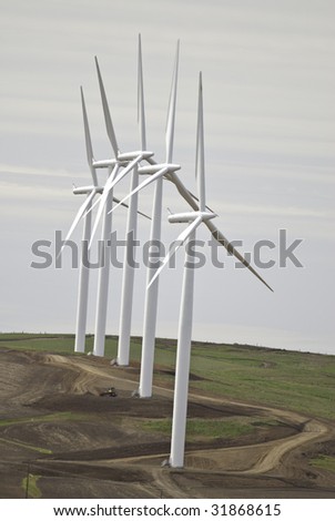 The installation is complete on the five wind turbines. They are ready to generate power.