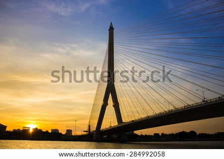 The Rama VIII Bridge is a cable  stayed bridge crossing the Chao Phraya River in Bangkok, Thailand.