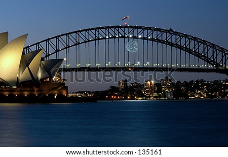 Sydney harbour bridge and Opera house.