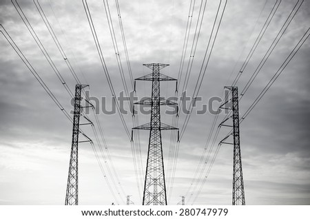 Electric power transmission and transmission tower in Thailand