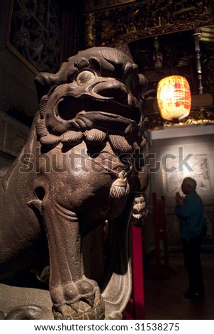 Taiwan temple\'s stone lion  Beautiful carving