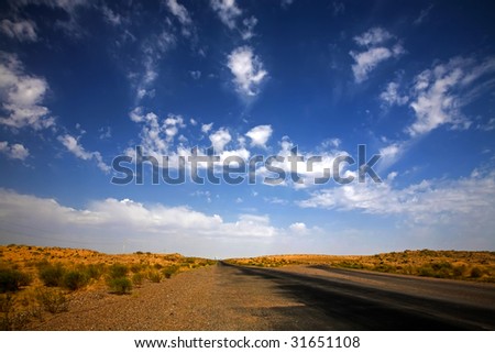 Desert road China Sinjiang\'s desert road
