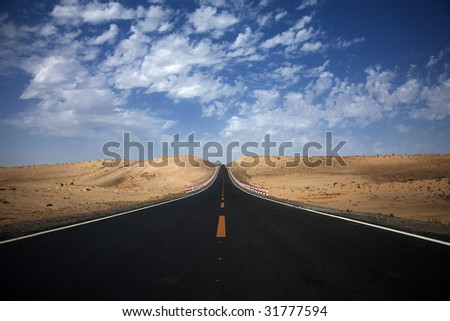 Desert road China sinjiang\'s desert road
