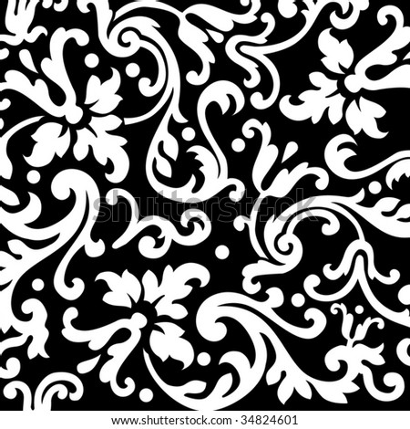 stock vector Floral black background
