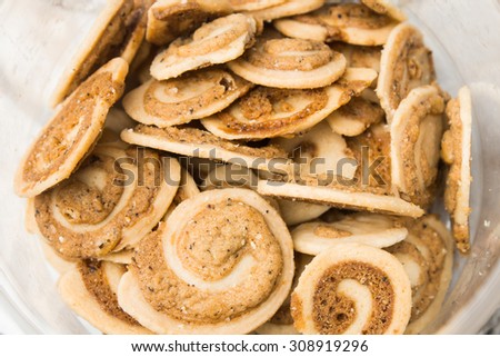 In he cookie jar with cookies white background