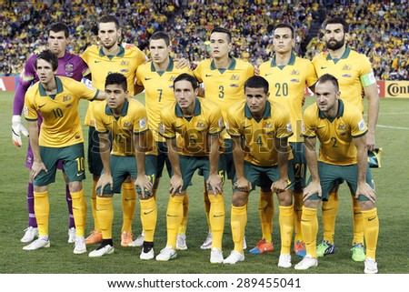 SYDNEY AUSTRALIA-JANUARY 2015, Australia Team photo before the AFC Asian Cup Semi final between Australia and United Arab Emirates at the ANZ Stadium, Sydney, on 27 January 2015, in Australia