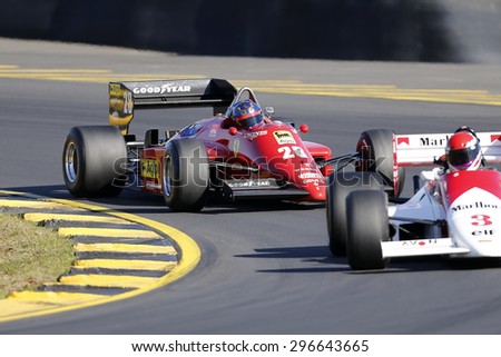 SYDNEY AUSTRALIA-JUNE 2015, Guido Belgiorno-Nettis in action driving a 1985 Ferrari 156,85 Turbo F1 at the Sydney Retro Speedfest, Sydney Motorsport Park on the 6 & 7 June 2015, in Australia